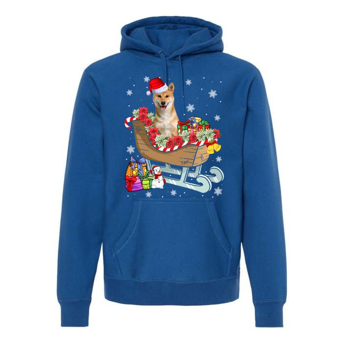 Cute Shiba Inu Dog Christmas Santa Hat Xmas Puppy Lover Cute Gift Premium Hoodie