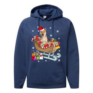 Cute Shiba Inu Dog Christmas Santa Hat Xmas Puppy Lover Cute Gift Performance Fleece Hoodie