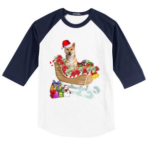 Cute Shiba Inu Dog Christmas Santa Hat Xmas Puppy Lover Cute Gift Baseball Sleeve Shirt