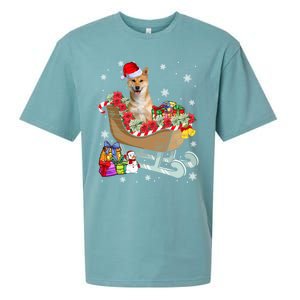 Cute Shiba Inu Dog Christmas Santa Hat Xmas Puppy Lover Cute Gift Sueded Cloud Jersey T-Shirt