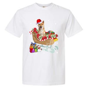 Cute Shiba Inu Dog Christmas Santa Hat Xmas Puppy Lover Cute Gift Garment-Dyed Heavyweight T-Shirt