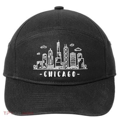 Chicago Skyline Illinois Vintage 7-Panel Snapback Hat