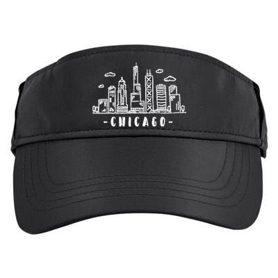 Chicago Skyline Illinois Vintage Adult Drive Performance Visor