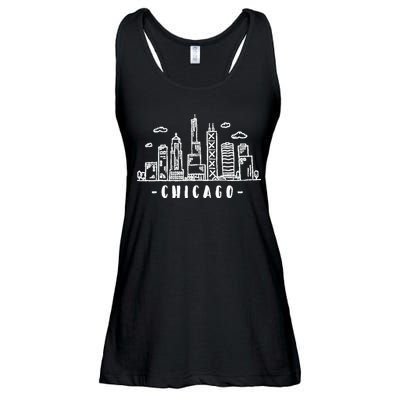 Chicago Skyline Illinois Vintage Ladies Essential Flowy Tank