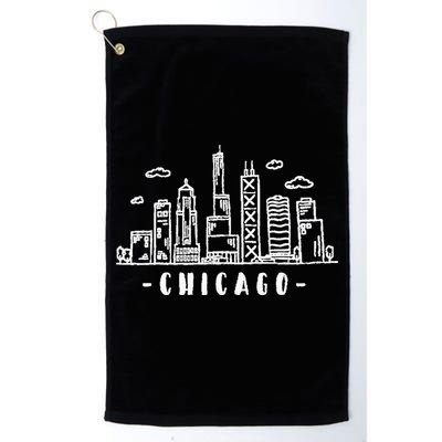 Chicago Skyline Illinois Vintage Golf Towel