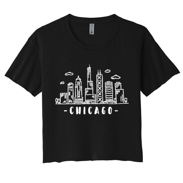 Chicago Skyline Illinois Vintage Crop Top