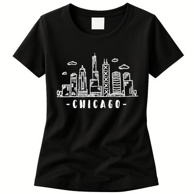 Chicago Skyline Illinois Vintage Womens T-Shirt