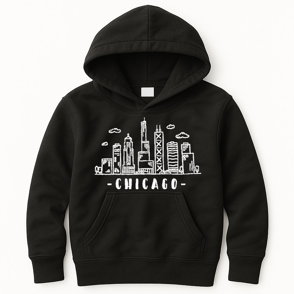 Chicago Skyline Illinois Vintage Kids Hoodie
