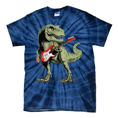 Cool Sarcastic Illustration TRex Dinosaur Playing Guitar Tie-Dye T-Shirt