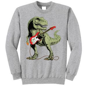 Cool Sarcastic Illustration TRex Dinosaur Playing Guitar Sweatshirt