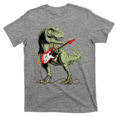 Cool Sarcastic Illustration TRex Dinosaur Playing Guitar T-Shirt