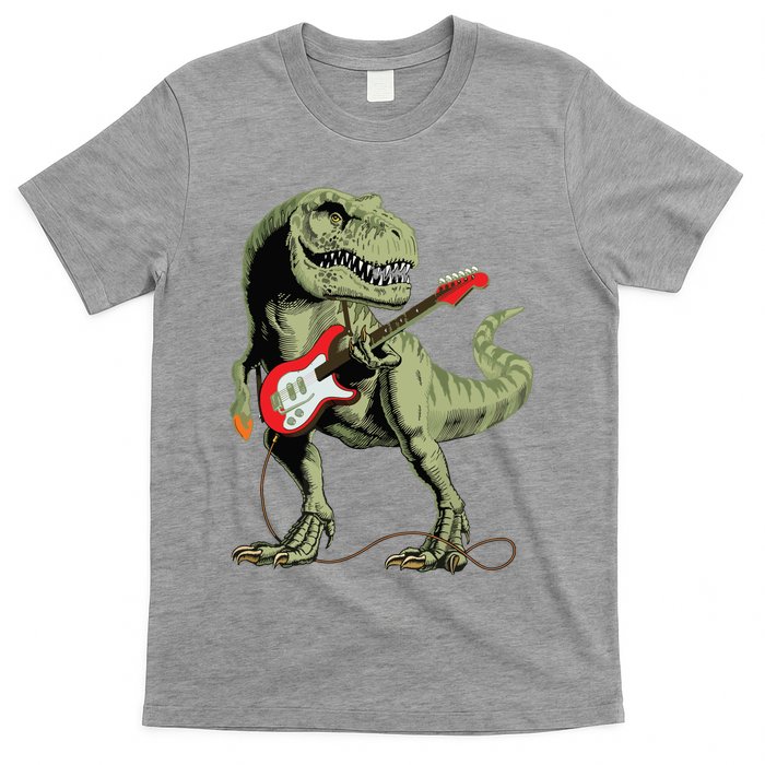 Cool Sarcastic Illustration TRex Dinosaur Playing Guitar T-Shirt