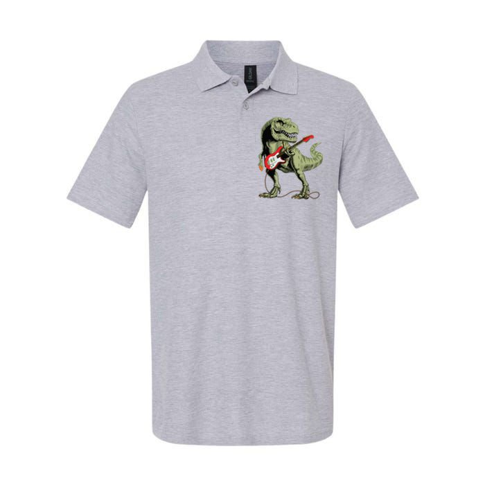 Cool Sarcastic Illustration TRex Dinosaur Playing Guitar Softstyle Adult Sport Polo