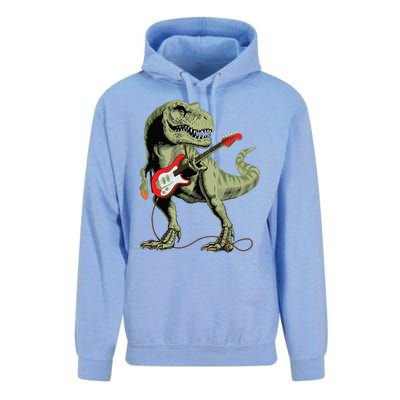 Cool Sarcastic Illustration TRex Dinosaur Playing Guitar Unisex Surf Hoodie