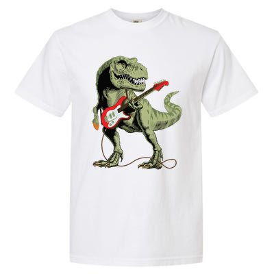 Cool Sarcastic Illustration TRex Dinosaur Playing Guitar Garment-Dyed Heavyweight T-Shirt