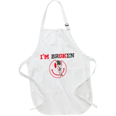 Confused Smile IM Broken Invisible Illness IM Ok Broken Full-Length Apron With Pockets