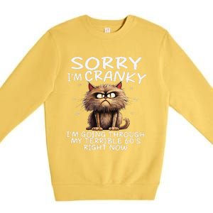 Cat Sorry IM Cranky IM Going Through My Terrible 60S Premium Crewneck Sweatshirt