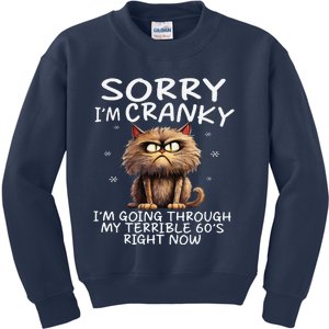 Cat Sorry IM Cranky IM Going Through My Terrible 60S Kids Sweatshirt