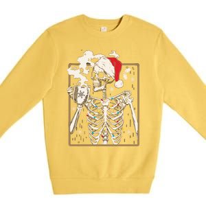 Christmas Skeleton Ing Coffee Halloween Costumes Gift Premium Crewneck Sweatshirt