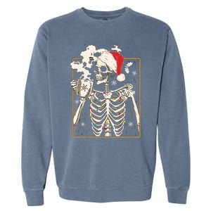 Christmas Skeleton Ing Coffee Halloween Costumes Gift Garment-Dyed Sweatshirt