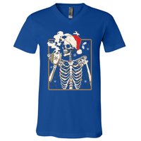 Christmas Skeleton Ing Coffee Halloween Costumes Gift V-Neck T-Shirt