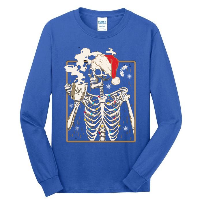 Christmas Skeleton Ing Coffee Halloween Costumes Gift Tall Long Sleeve T-Shirt