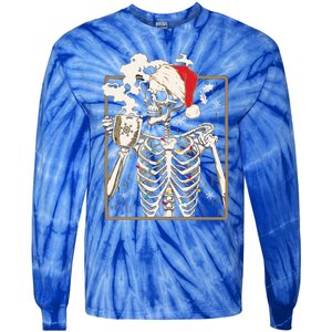 Christmas Skeleton Ing Coffee Halloween Costumes Gift Tie-Dye Long Sleeve Shirt