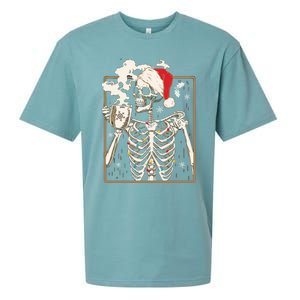 Christmas Skeleton Ing Coffee Halloween Costumes Gift Sueded Cloud Jersey T-Shirt