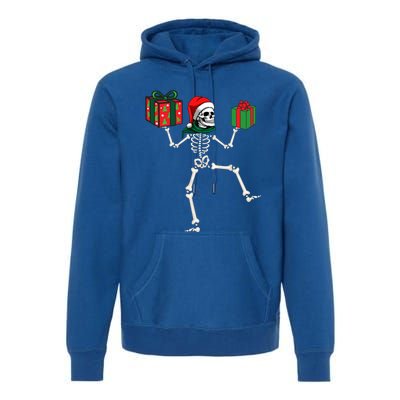 Christmas Skeleton Jolly Dancing Skeleton Xmas Meaningful Gift Premium Hoodie