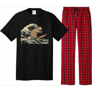 Capybara Surfing Japanese Wave Surfer Animal Funny Capybara Pajama Set