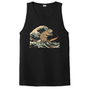 Capybara Surfing Japanese Wave Surfer Animal Funny Capybara PosiCharge Competitor Tank