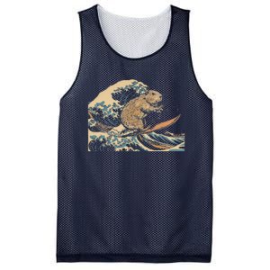 Capybara Surfing Japanese Wave Surfer Animal Funny Capybara Mesh Reversible Basketball Jersey Tank