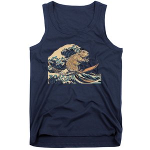 Capybara Surfing Japanese Wave Surfer Animal Funny Capybara Tank Top