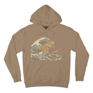 Capybara Surfing Japanese Wave Surfer Animal Funny Capybara Hoodie