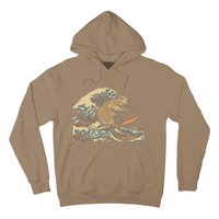 Capybara Surfing Japanese Wave Surfer Animal Funny Capybara Hoodie