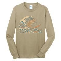 Capybara Surfing Japanese Wave Surfer Animal Funny Capybara Tall Long Sleeve T-Shirt