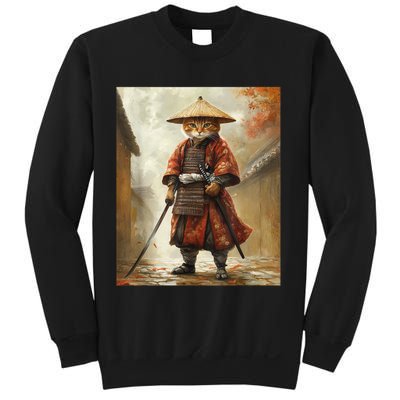 Cat Samurai Japan Japanese Funny Graphic  Sweatshirt