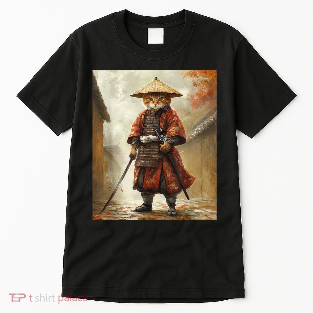 Cat Samurai Japan Japanese Funny Graphic  Tall T-Shirt