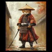 Cat Samurai Japan Japanese Funny Graphic  City Backpack