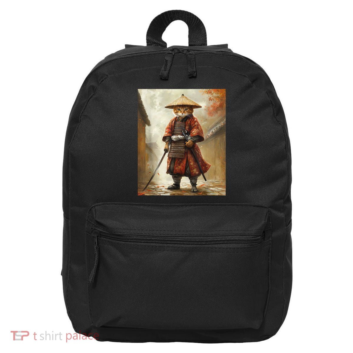 Cat Samurai Japan Japanese Funny Graphic  16 in Basic Backpack