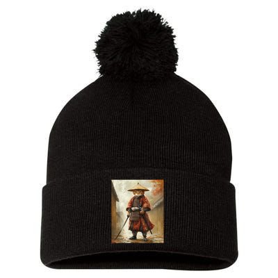 Cat Samurai Japan Japanese Funny Graphic  Pom Pom 12in Knit Beanie