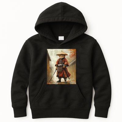 Cat Samurai Japan Japanese Funny Graphic  Kids Hoodie