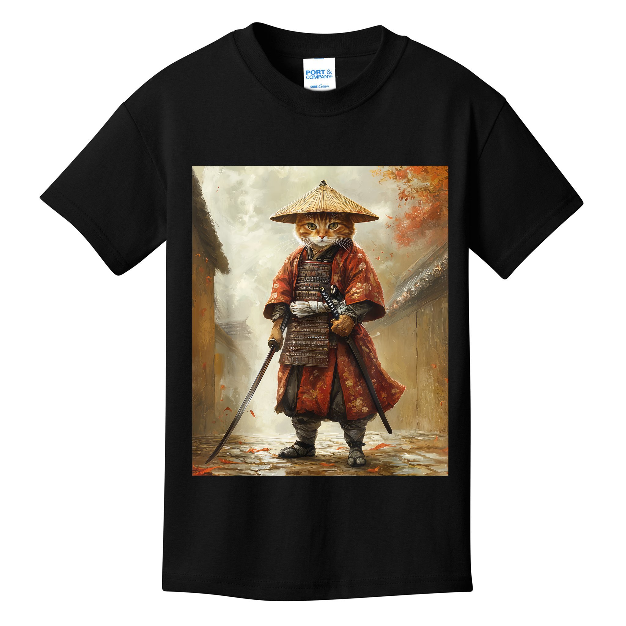 Cat Samurai Japan Japanese Funny Graphic  Kids T-Shirt
