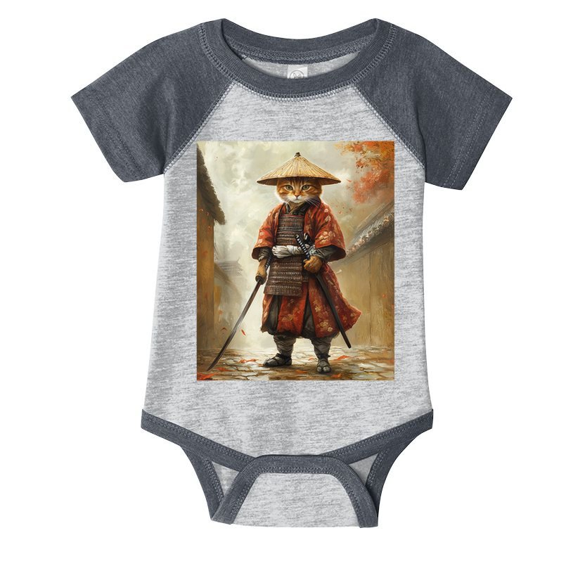 Cat Samurai Japan Japanese Funny Graphic  Infant Baby Jersey Bodysuit