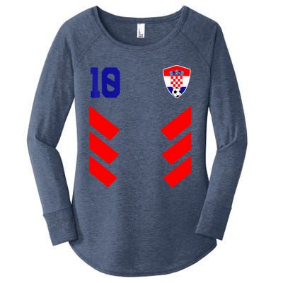 Croatia Soccer Jersey Retro 10 Croatian Football Women's Perfect Tri Tunic Long Sleeve Shirt