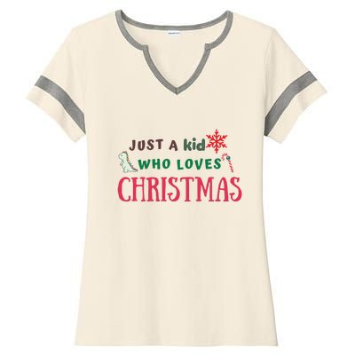 Christmas Sweatshirt Just A Who Loves Christmas Xmas Gift Holiday Top Winter Ladies Halftime Notch Neck Tee