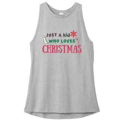 Christmas Sweatshirt Just A Who Loves Christmas Xmas Gift Holiday Top Winter Ladies PosiCharge Tri-Blend Wicking Tank