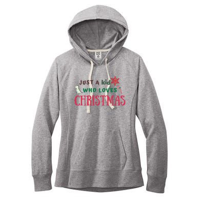 Christmas Sweatshirt Just A Who Loves Christmas Xmas Gift Holiday Top Winter Women's Fleece Hoodie