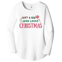 Christmas Sweatshirt Just A Who Loves Christmas Xmas Gift Holiday Top Winter Women's Perfect Tri Tunic Long Sleeve Shirt