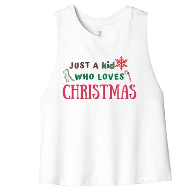 Christmas Sweatshirt Just A Who Loves Christmas Xmas Gift Holiday Top Winter Women's Racerback Cropped Tank